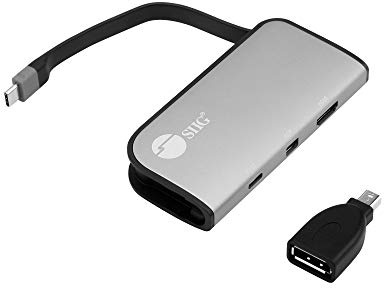 SIIG USB-C to mDP & HDMI VXP Adapter with PD 3.0, Combine Two Monitor to One 3840x1080 Video Wall, PD 100W, for Windows & Mac, DP Alt Mode Required, mDP to DP Converter Include (CB-TC0H11-S1)