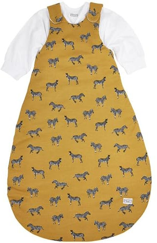 Meyco Baby Zebra Animal Schlafsack 2-teilig, gefüttert (aus 100% Baumwolle, mit Rundum-Reißverschluss, hautfreundlich, Faltenresistent, Größe: 74/80), Honig Gold