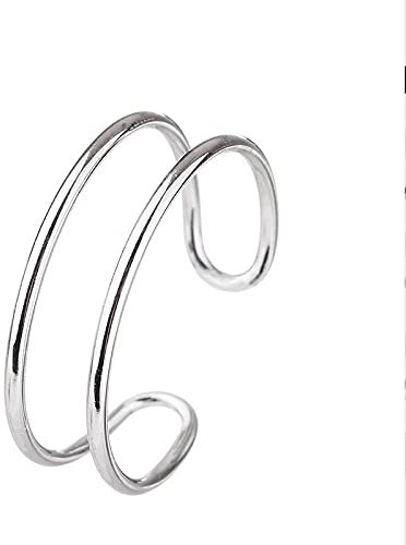 XIANNVQB 925 Silberringe - Minimalistische Geometrische Doppellinie Verstellbarer Ring 925 Sterling Silber Trendigen Offenen Ring Schmuck Für Charme Frauen, Wie Gezeigt, Eröffnung