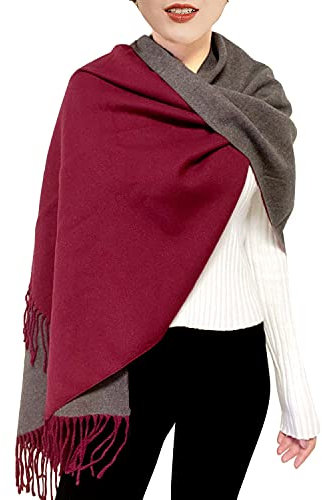 ehsbuy Winter Schals & Tücher für Damen Reversibel Kaschmir Schal Wendbarer Schultertuch Langer Großer Wärmeschal mit Quaste für Hochzeits Geschenke