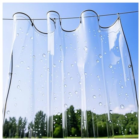 Wasserdichtes Transparent Plane mit Ösen, Klare PVC Wetterfeste Abdeckplane, Reißfeste Vorhang für Terrassen Balkon, Pflanzendecke, Regenschutz Planen, 400g/m²(2x4m)
