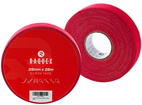 Raquex Gewebeband für Sport: Hockeyschläger, Tennis, Squash- oder Badmintonschläger, Springseile und mehr. Wasserbeständig, stark und bietet einen natürlichen, erhöhten Halt (Rot)