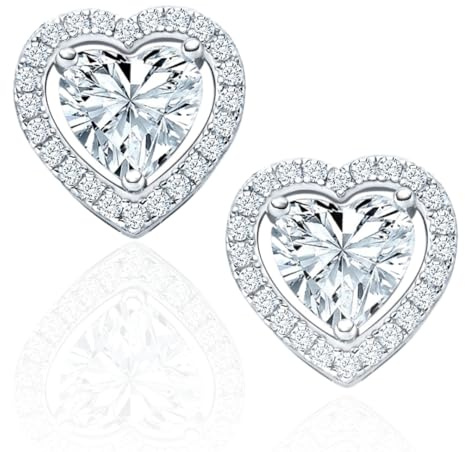 LOVENEST Herz Ohrstecker Silber 925 – Damen Ohrringe Zirkonia | Ich Liebe Dich Geschenk für Frau Freundin – zum Jahrestag Hochzeitstag Geburtstag Weihnachten – feine Ohrstecker nickelfrei