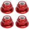 Dadi di Bloccaggio Flangiati per Auto RC, Dadi per Auto RC da 4 Pezzi - Accessorio per Auto RC in Lega di Alluminio M4 4 Mm di Diametro Interno Adatto per Veicoli Telecomandati 1/10(rosso)