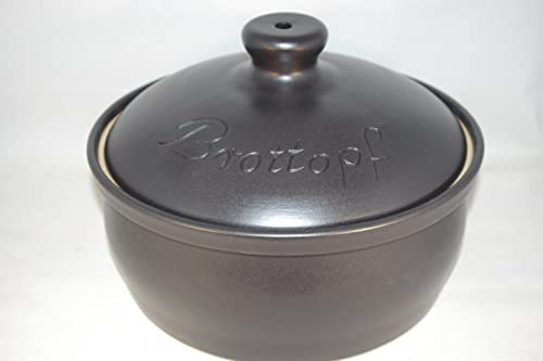 Töpferei Seifert Brottopf rund 30 cm schwarz matt | Brotkasten | Brotbox | Brotdose | Brotbehälter | Steinzeug