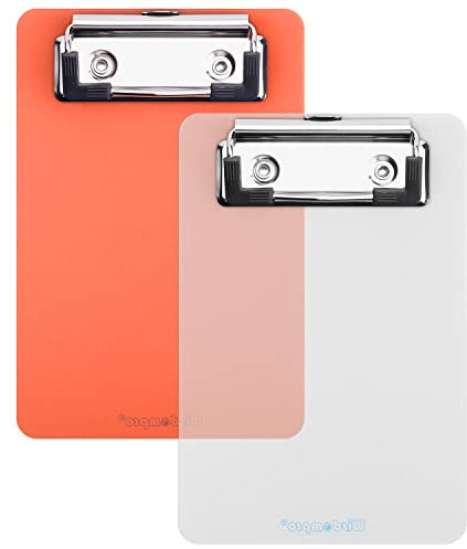 Wisdompro Klemmbrett Kein 2 Stück, Klemmbretter mit Clip 10 x 15 cm, Clipboard für Notizbuch, Quittung, Liste (Transparent, Orange)