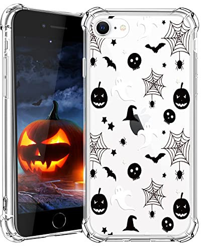 BEIMEITU for iPhone se 2022/se2020 Case Halloween Pumpkin Skull, Cute Design Girls Shockproof Soft Women Mobile Phone Clear Cover for iPhone 7/8/se 2020/se 2022