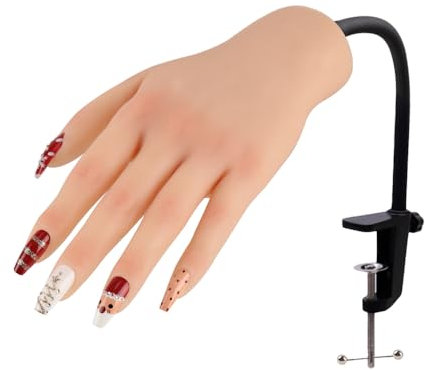 KnowU Main D'entrainement Manucure avec Support, Silicone Mains D Entrainement Ongles, Fausse Main Pour Ongle, Main D Entrainement Pour Ongle, Flexible et durable, couleur 1# la gauche
