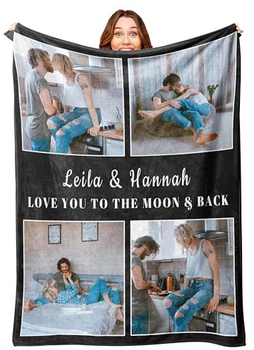 Mraxovid Personalisierte Decke, individuelle Fotos Decke, Erinnerungsgeschenk mit Fototext, Geschenk, Personalisierte Überwurfdecke für Familie, Mutter, Papa, Kinder, Ehefrau, Freunde, 125 x 150 cm