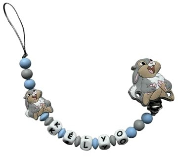 Attache tétine silicone Panpan bleu ciel