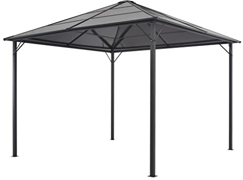 JUNZAI Tonnelle Pavillon Tonnelle de Jardin Tente de Réception Pergola Tonelle Impermeable Tonnelle avec Toit Aluminium 3x3 m Noir