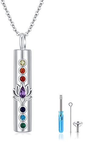 Waysles Urne Halskette für Asche 925 Sterling Silber Chakra Lotus Urnenhalsketten Yoga Memorial Feuerbestattung Schmuck für Damen Mädchen