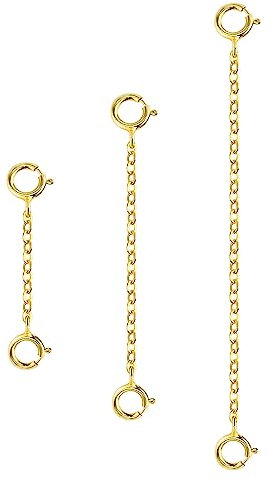 ALEXCRAFT Kettenverlängerung, Halskette Ketten Verlängerung Gold, Doppel Kettenverlängerung Gold für Halskette Armband Fußkette Doppel Kettenverschluss Gold Verlängerungsketten 1 2 3 Zoll