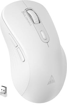 SOLAKAKA SM66 - Ratón inalámbrico silencioso de modo dual de 2,4 GHz, ajustable 4800 DPI, mouse de computadora recargable para PC, Mac, portátil, escritorio