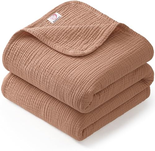 Bearmoss Musselin Decke Baby 100% Babydecke Baumwolle Baby Decken Neugeborenen,Weiche Krabbeldecke für Kinder,Musselin Schlafdecken für Kleinkinder Mädchen Junge 120x120cm (Terrakotta)