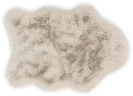 Schöner Wohnen Kollektion Tappeto in pelliccia sintetica di alta qualità - tappeto da salotto - tappeto a pelo alto in pelle di agnello - pelliccia decorativa Beige 55 x 80 cm