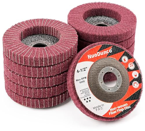 NuoDunco 10 discos de aleta de grano 240 y 320 de 4 1/2 pulgadas, accesorio de amoladora angular para estropajos de metal y madera, disco de lijado, pintura y rueda removedora de óxido
