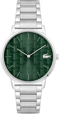 Lacoste Analog Quarzuhr für Herren Kollektion CROCORIGIN mit Silbernes Edelstahlarmband - 2011311