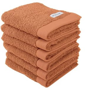 TOM TAILOR Gästehandtuch, 6er Set, 30 x 50 cm, 100% Baumwolle / Frottier, mit Aufhänger und Label mit Logo, COLOR BATH TOWEL Orange (Dark Coral)