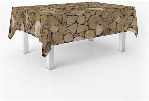 ECOMMERC3 Wachstuch, rechteckig, Größe 100 x 140 cm, Stil, Haltbarkeit und einfache Reinigung für Ihren Tisch – fleckenabweisende und wasserdichte Wachstuch-Tischdecke, Braun