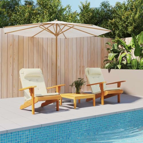 Homgoday Adirondack-Auflagen 2 STK. Polsterauflagen Stuhlkissen Sitzkissen Gartenliegen Auflage Sitzauflage Gartenstuhlkissen Auflagen für Sitzmöbel Gartenmöbel Creme Oxford-Gewebe
