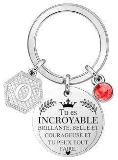 Bacaemo Tu es Incroyable Brillante Porte-clés Lettre O Inspiration Cadeaux pour Femmes Filles Porte-clés Rappel Quotidien Idée pour Anniversaire Noël Cadeaux de Fin d'études (O)