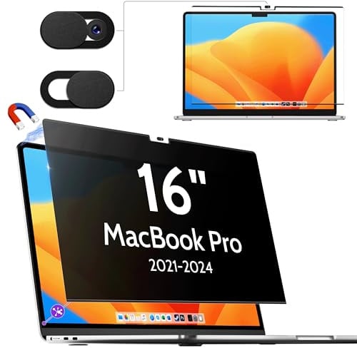 Makinda - Filtro magnético de privacidad para MacBook Pro de 16 pulgadas (2021-2026, M1, M2, M3, M4, M5 Pro/Max), extraíble antiespía y azul luz protección película de pantalla Mac Pro 16,2