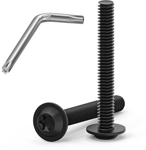 Lot de 20 vis M4 x 30 à tête bombée - Vis Torx à bride - En acier inoxydable A2 V2A - Filetage complet - Oxyde noir - Avec clé Torx