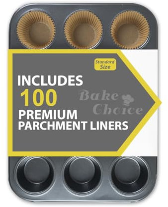 Incluye 100 Piezas Moldes Magdalenas Papel,Molde para Magdalenas Estándar,12 Tazas,acero al Carbono Antiadherente,apto para Horno