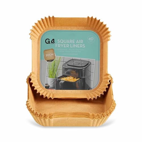 G4GADGET 40 Pack Air Fryer Liners Square 20x20cm, Disposable Parchment Paper Liners for Ninja Dual Air Fryer, Non-Stick, Oil-Proof, Food Grade Airfryer Accessories for Baking & Cooking