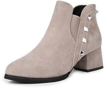 Generico Tronchetti Donna con Tacco Stivali Scamosciati Scarpe Donna Stivali Cucito Solido Piatto con Scarpe Caratteristiche: Anfibi Donna Scarponcini Trekking Donna Scarpe (White, 36)
