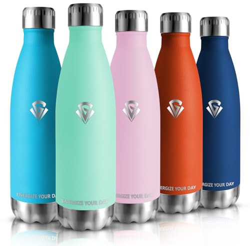 HoneyHolly Trinkflasche Edelstahl 500ML - BPA-frei, Thermosflasche, Wasserflasche Doppelwandig, Kohlensäure Geeignet für Kinder, Sport, Fitness, Gym, Fahrrad