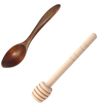 YOUZMY 2 Pz agitatori per Miele,cucchiai di Miele,cucchiai di Miele in Legno,agitatori per Miele con Sollevatore di Miele,Bastoncini di Miele a Spirale,agitatori con Bastoncini di Miele (marrone(1+1))
