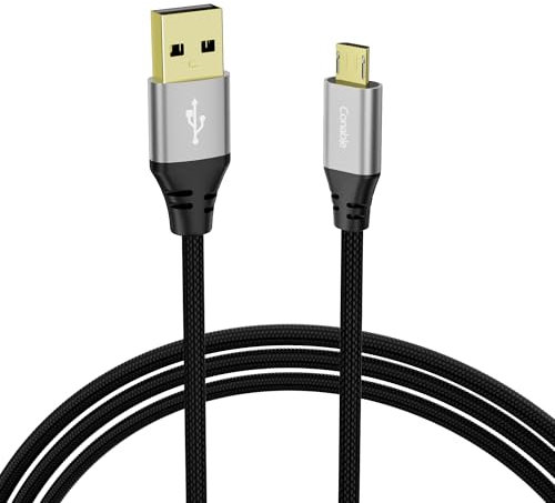 Micro USB Cable 8 FT, Android Charger Nylon Braided Cord, Kindle Charger Cable Replacement, Gold-Plated Connectors, Compatible with Galaxy S7 S6 J7 Edge Note 5, Kindle, MP3, Handheld Fan and More