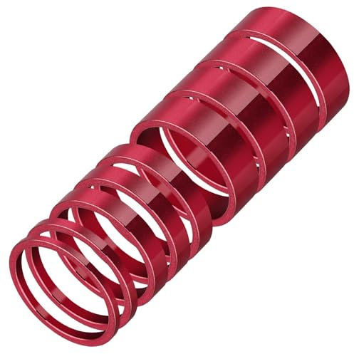 9 Stück Rot Spacer Fahrrad Abstandshalter 1 1/8 Zoll Aluminium Distanzringe Abstandshalter Fahrrad Ahead Vorbau Spacer Lenker Klingel Aluspacer Distanzscheiben Headset für Rennrad Mtb Carbon Fahrrad