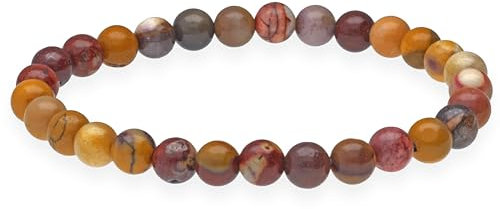 Lebensquelle Plus Kugelarmband | Perlen Armband 6 mm | Hochwertiges Edelsteinarmband | Natur Stein Edelsteinarmband dehnbar (Mookait)
