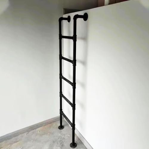 Egress Basement Ladder - Metal Egress Window Well Ladder, Indoor Bunk Bed Ladder Height Entrance Ladder, Wall Mounted Step Ladder, Metal Fire Escape Ladder for Outdoor - Black(2.8m/9.2ft/110 in)