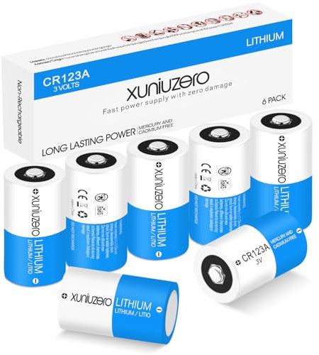 XUNIUZERO CR123A 3V Batteries (6-Pack) Photo Non-Rechargeable Lithium Battery 3 Volt 123 Lithium Battery 10 Years Shelf Life