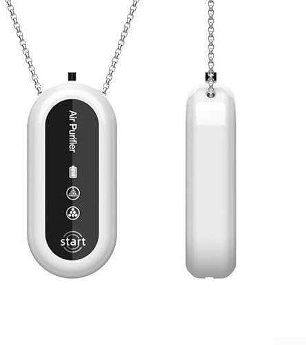 Negative Ion Air Purifier Necklace, Portable Hanging-Neck Negative Ion Air Purifier, For Enhanced Breathing Experience Anytimere(White)