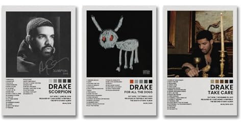 Generisch - Set von 3 Drake Poster Album Cover Wandkunst, Modern, Album Cover Art, 12x18inch(30x45cm)-3pcs, für Schlafzimmer, Wohnzimmer