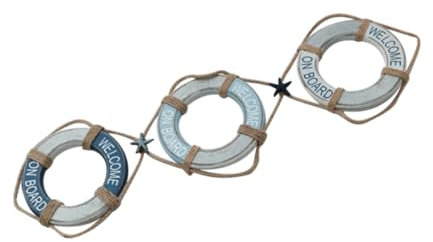 ERINGOGO Strand-wanddekor Aus Holz Hängende Nautische Dekoration Für Schlafzimmer Wohnzimmer Und Esszimmer Mediterraner Stil Schwimmringe Wohndekoration