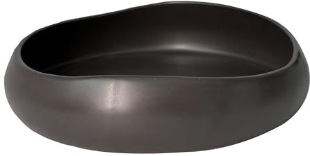 Handmade Irregular Fruit Bowl, Suitable for Decorating The Center of Ceramic Bowls On Kitchen Countertops, Dining Room Tables, Or Entryway Tables. Dishwasher and Microwave Safe, 21cm (Black)