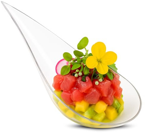 CHEFZOCO Cuchara Catering, Cuchara Lágrima Reciclable, Cuchara para eventos, Cuchara para bodas, Cubiertos para Degustación, Cubiertos para food trucks, Longitud 10 cm, Contiene 50 unidades