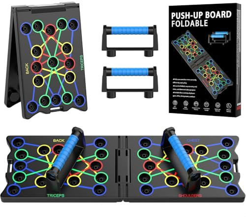 24 in 1 Liegestützbrett, Faltbare Liegestützgriffe Stangen Krafttrainingsgerät für Effektives Training der Muskeln des Oberkörpers Schultern, Brust, Rücken und Trizeps