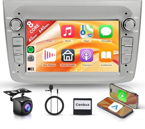 8 Core 4+64G Android Autoradio für Alfa Romeo MITO 2008-2016 7 Touchscreen Autoradio mit Wireless Carplay Android Auto Mirror Link Bluetooth FM/RDS/EQ WiFi GPS SWC Rückfahrkamera