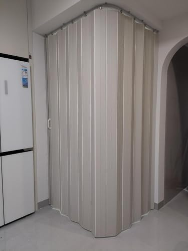 Porte Accordéon Interieur Portes Pliantes Intérieures à Rails Flexibles, Rideau de Séparation en Accordéon Blanc en Plastique, Remplacement de Portail Coulissant Accordéon(29x40in(73.5x101cm))