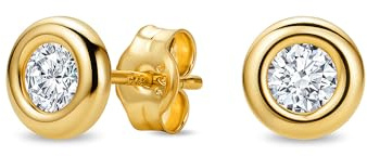 OROVI Ohrringe Gold, 9 k (375) Gelbgold/Weißgold, Diamant Ohrstecker 0.12 Ct/ 0.20 Ct/ 0.50 Ct, Ohrringe Männer/Damen, Ohrstecker Gold, Schmuck Damen, Hypoallergener Schmuck, inkl. Edler Schmuckbox