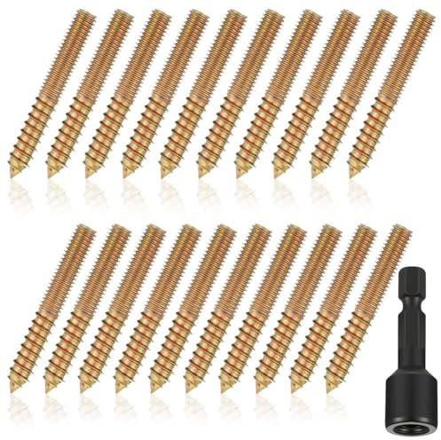 Uxsjakjsd Confezione da 20 Bulloni A Gancio 5/16-18 X 2 Pollici A Doppia Testa con Vite Autofilettante e Barra Filettata.