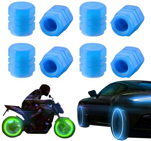 20 Stück Universal Fluorescent Tire Valve Caps, Fluoreszierende Reifenventilkappen, Auto Leuchtende Ventilkappen, Lustige Leuchtende Reifenventilkappen für Autos, Motorräder, Fahrräder (Blau)