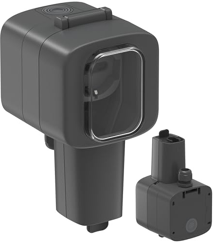 Electraline 300193 Presa Stagna Oblò da parete da esterno universale P40, Multipresa outdoor IP56, Grigio Scuro